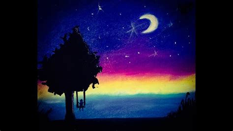 How To Draw Night Sky Scene With Soft Pastels By Mind Of Colours Youtube