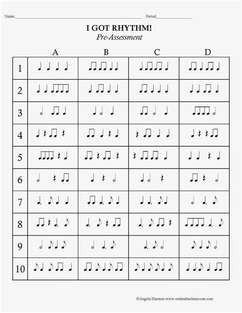 Music Rhythms Worksheet