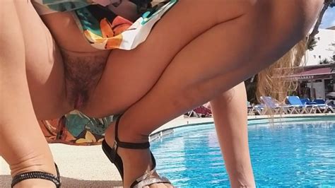 Up Dress No Panties At Hotel Pool Area Risky Public Flashing Xxx Mobile Porno Videos And Movies