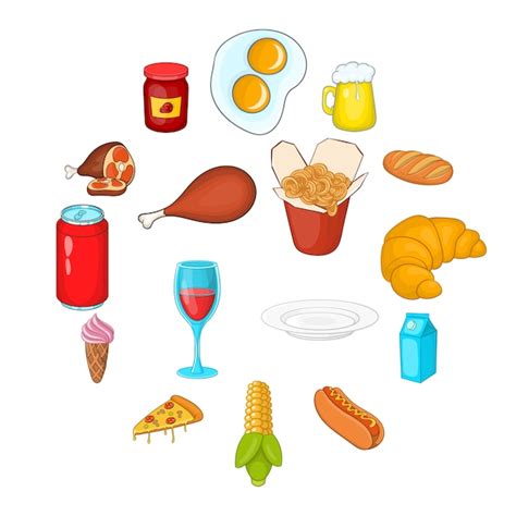 Premium Vector Food Icons Set In Cartoon Style