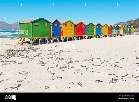 Colorful Beach Huts On Muizenberg Beach Near Cape Town South Africa