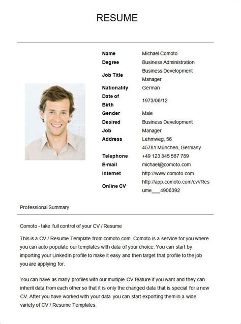 Curriculum vitae examples and writing tips, including cv samples, templates, and advice for u.s. 70+ Basic Resume Templates - PDF, DOC, PSD (With images) | Job resume examples, Resume format ...