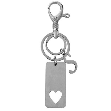 Personalised T Heart In Rectangle Shape Silver Stainless Steel