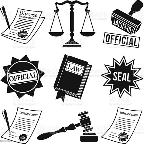 Ilustración De Ley Iconos Y Documentos Legales Y Más Vectores Libres De