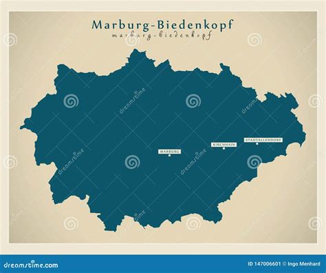 Modern Map Marburg Biedenkopf County Of Hessen De Stock Vector