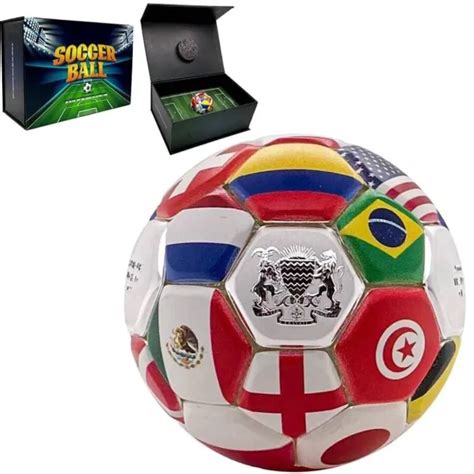 Soccer Ball World Cup Country Flag 2022 30g Pure Silver Antique Spherical Coin £235 75