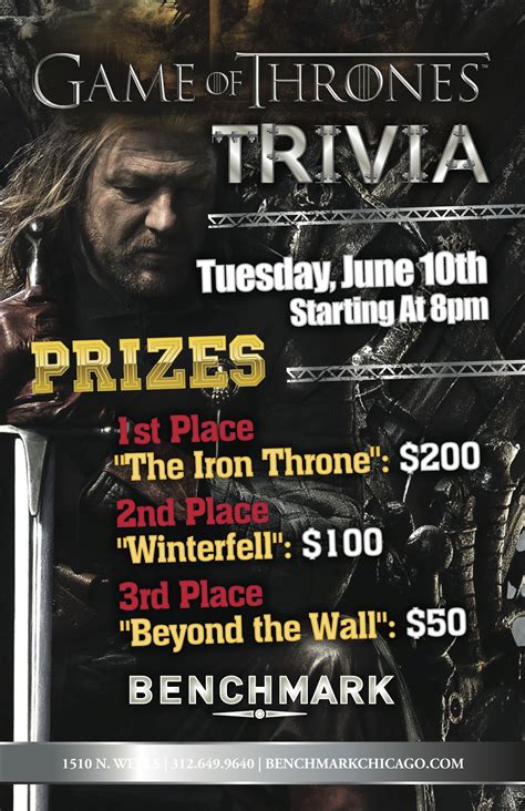 Trivia Now Every Second Tuesday Of The Month Next Up Is Game Of Thrones Tuesday June 10th At
