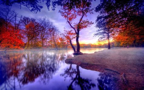 Download Autumn Fall Scenery Sunset Wallpaper