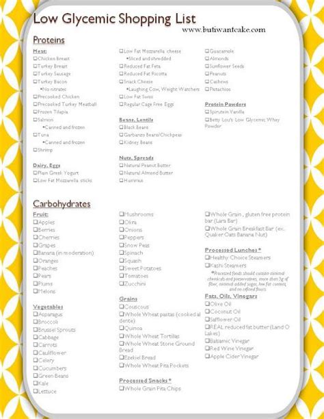Low Glycemic Shopping List Getting Healthy Pinterest Homemade