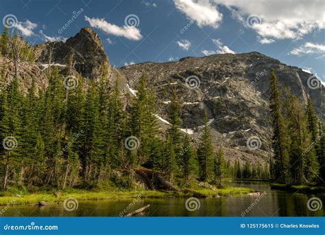 High Mountain Lake With Forest And Peaks Stock Image Image Of Idaho