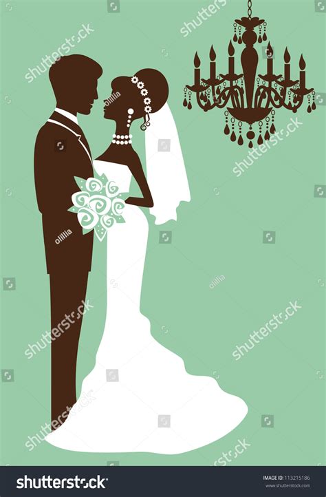 Bride And Groom Just Married Silhouettes Stock Vector Illustration