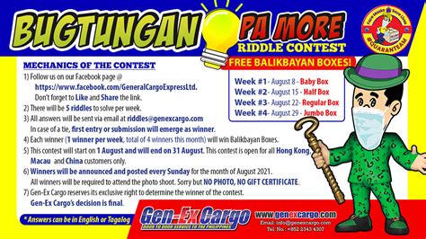 Bugtungan Pa More Riddle Contest Genex Cargo