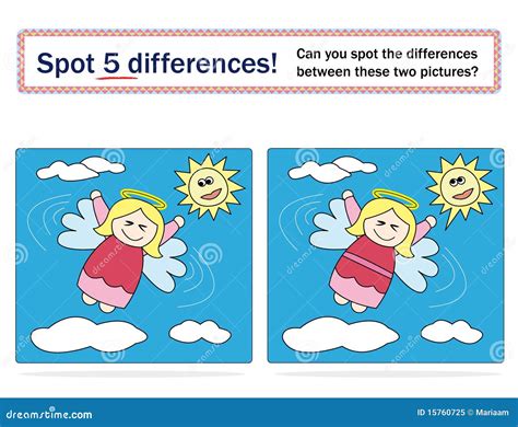 Kids Game Spot 5 Differences Stock Illustration Illustration Of