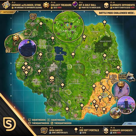 Cheat Sheet Map For Fortnite Battle Royale Season 4 Week 5 Challenges