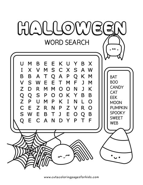 Halloween Word Search Printables Cute Coloring Pages For Kids