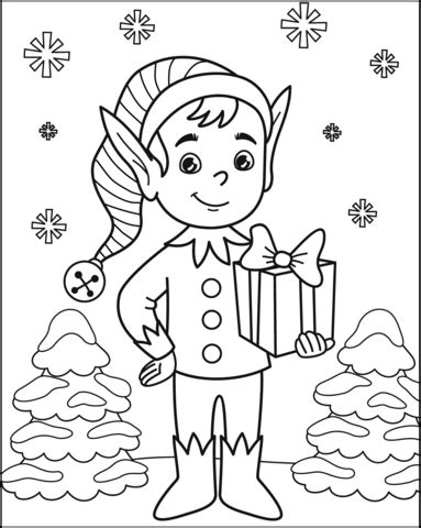 Christmas Elf Coloring Coloring Pages
