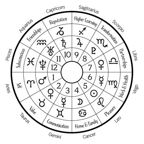 Astrological Houses Wheel The Twelve Zodiac Signs Planets Areas Of