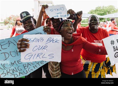 Lagos Nigeria 13th May 2014 Protesters Gather During A Rally To Demand The Return Of Some