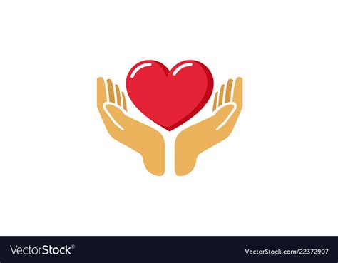 Love Giving Heart Love Hands Holding Logo Vector Image