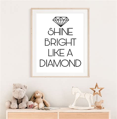 Shine Bright Like A Diamond Printable Wall Art Quote Etsy