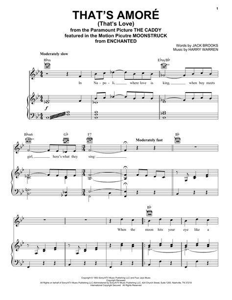 Dean Martin Thats Amore Thats Love Sheet Music Notes Download Printable Pdf Score 62154