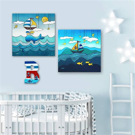 Nautical Themed Kids Room Or Nursery Wall Art Ideas