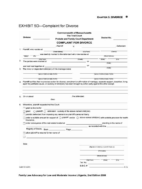 Massachusetts Divorce Forms Free Templates In Pdf Word Excel To Print