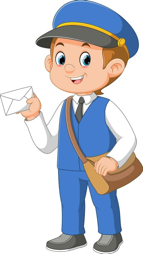 Cartoon Postman Holding Mail And Bag 26317344 Vector Art At Vecteezy