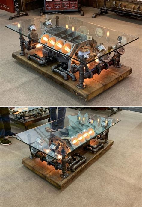 Great savings & free delivery / collection on many items. Steampunk Coffee Table Made of Carroll Shelby Engine Block
