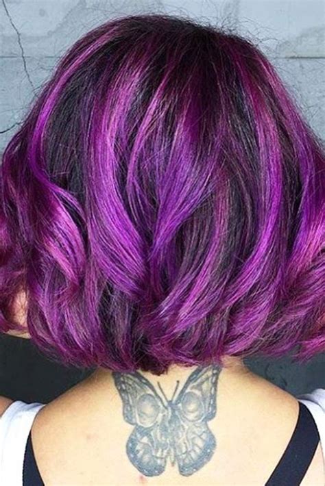 30 popular ways how to style short wavy hair and be on the top purple balayage hair