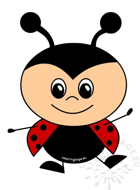 Happy Sweet Baby Ladybug Cartoon Coloring Page