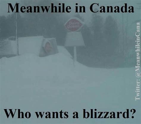 Canada Who Wants A Blizzard Meanwhile In Canada Canadian Humor