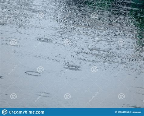 Rain Drops Hitting Water Surface Stock Photo Image Of