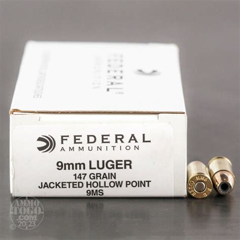 9mm Luger 9x19 Ammunition For Sale Federal 147 Grain Jacketed Hollow