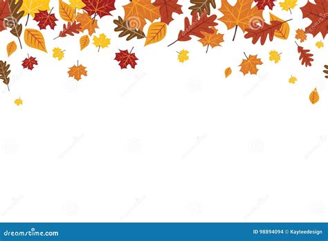 Seamless Bright Fall Autumn Leaves Border 1 Stock Vector Illustration