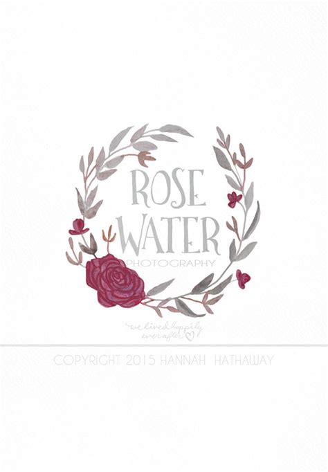 Vintage Watercolor Rose Wreath Logo Premade Boho Business Etsy