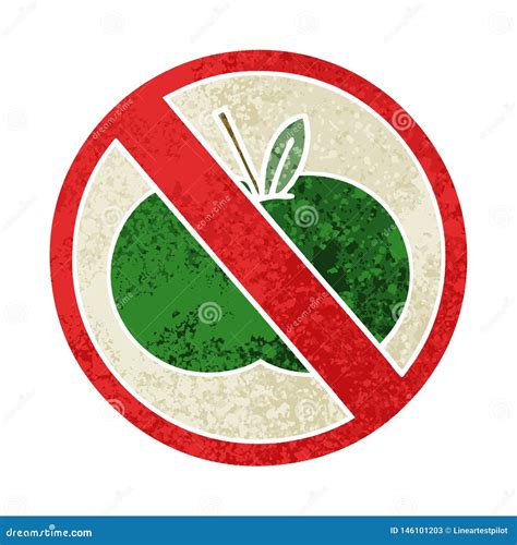 Retro Illustration Style Cartoon Of A No Fruit Allowed Sign Stock