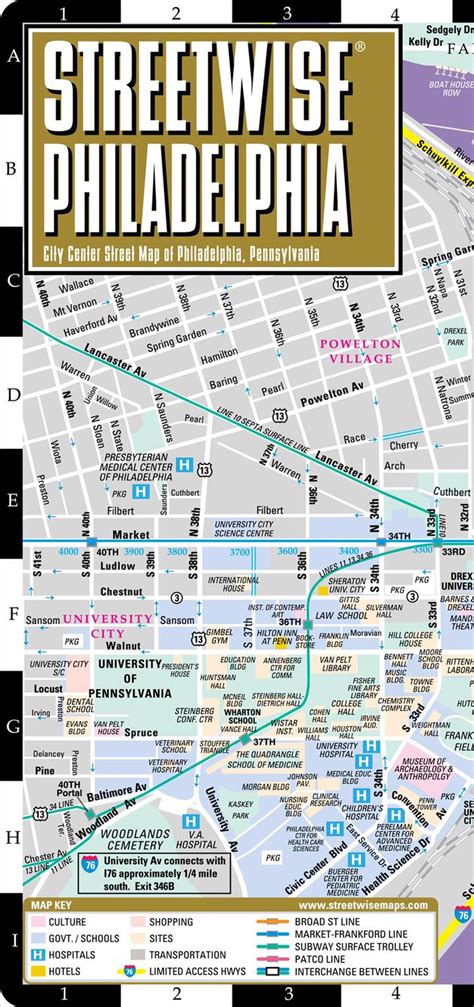Streetwise Philadelphia Map Laminated City Center Street Map Of