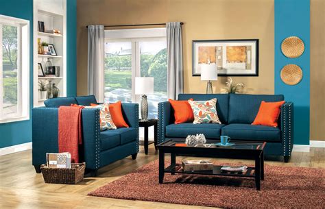 6 seater sofa set living room.royal blue premium quality. 2 Pcs Turquoise Blue Sofa Set
