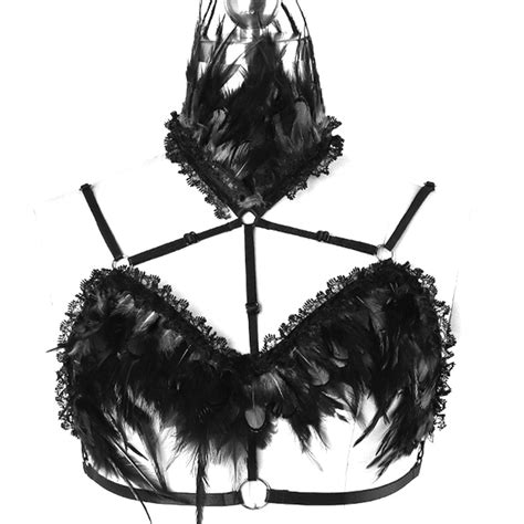 Feather Epaulettes Angel Wings For Women Burning Man Adjust Body Harness Cage Bra Wedding Party