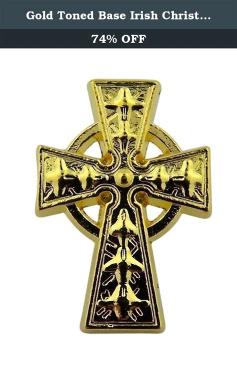 Gold Toned Base Irish Christian Celtic High Cross Lapel Pin 1 Inch