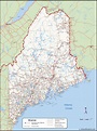 Large detailed map of Maine with cities and towns