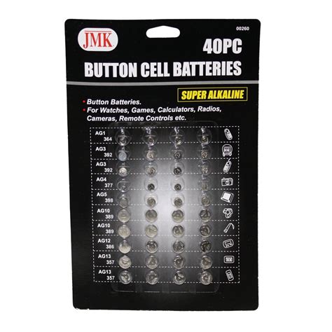 Button Cell Batteries 40 Pc Ag1 Ag3 Ag4 Ag5 Ag10 Ag12 15 Volts