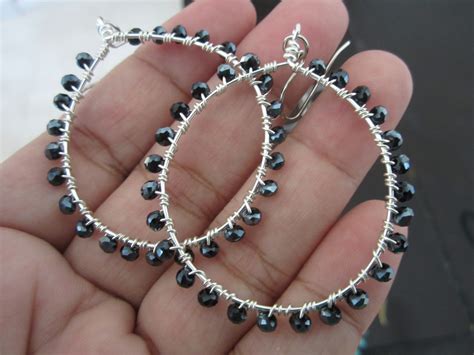 Beaded Wire Hoop Earrings