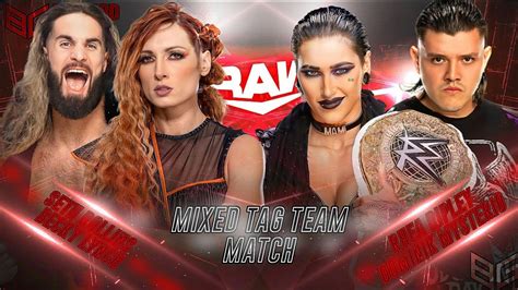 Wwe K Becky Lynch Seth Rollins Vs Rhea Ripley Dominik Mysterio Mixed Tag Team Match