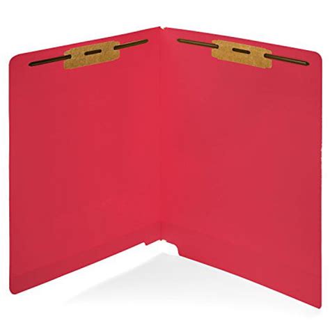 50 Red End Tab Fastener File Folders Reinforced Straight Cut Tab