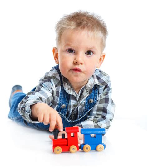 Cute Little Boy Playing Trains Stock Image Image 24051213