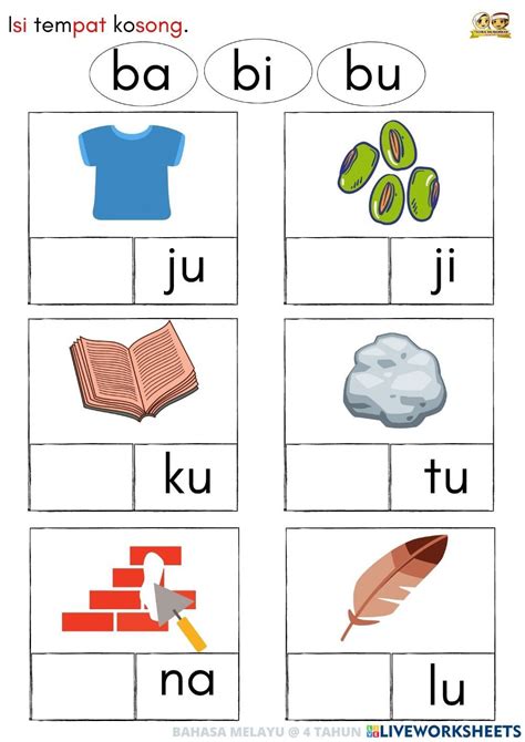 Suku Kata Interactive Worksheet For Prasekolah Riset Riset