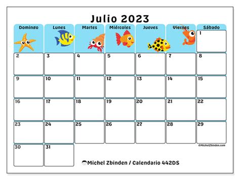 Calendario Julio De 2023 Para Imprimir “442ds” Michel Zbinden Cl