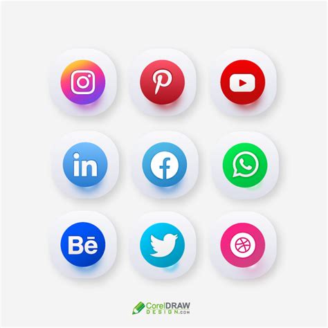 Download Colorful 3d Social Media Icons Logo Coreldraw Design